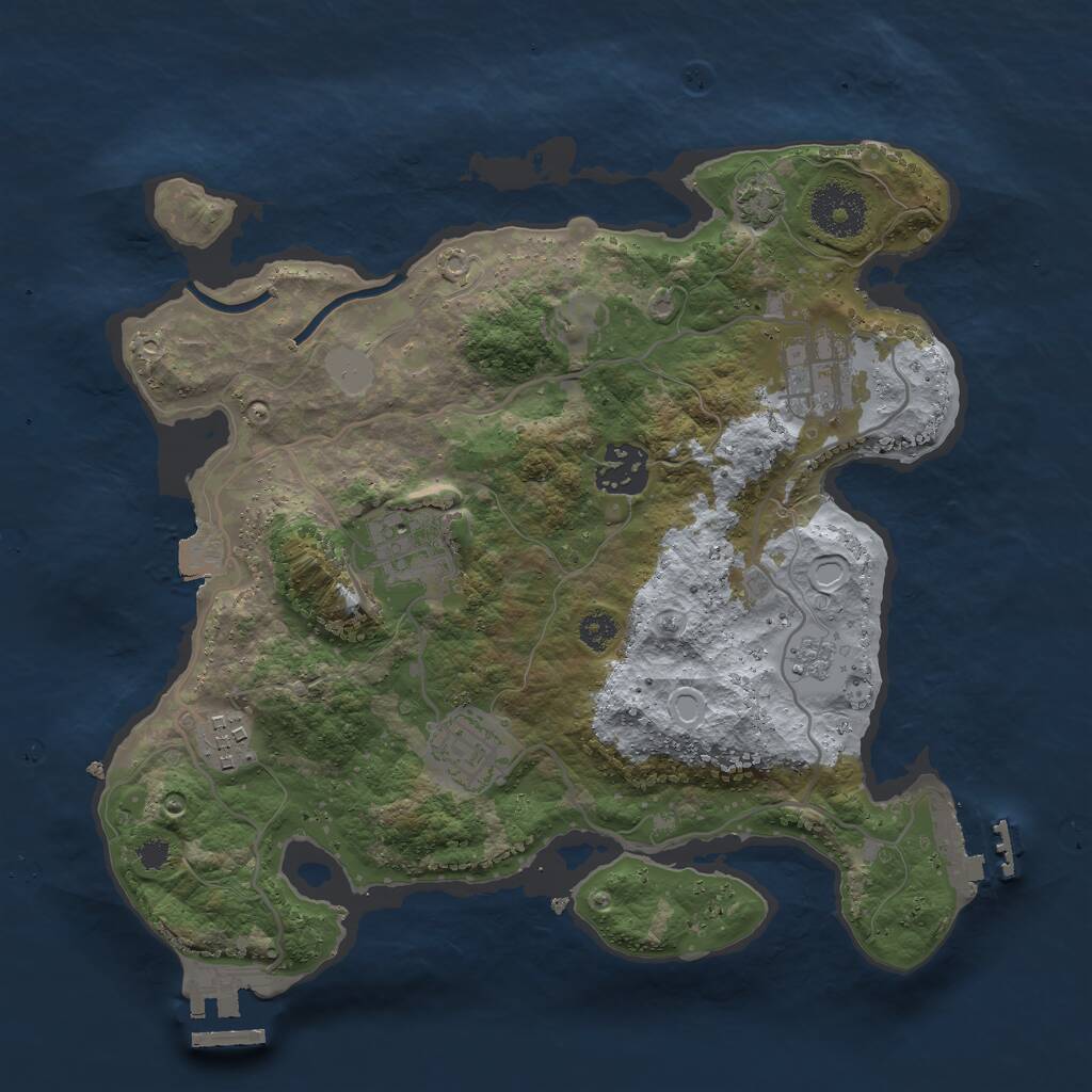 Rust Map: Procedural Map, Size: 3000, Seed: 614154772, 10 Monuments