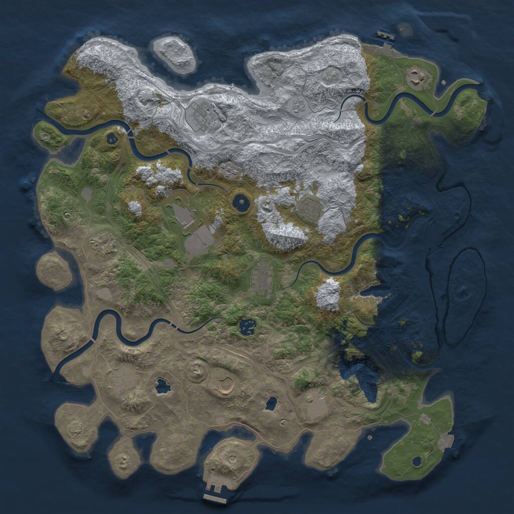 Rust Map: Procedural Map, Size: 4500, Seed: 823753520, 17 Monuments
