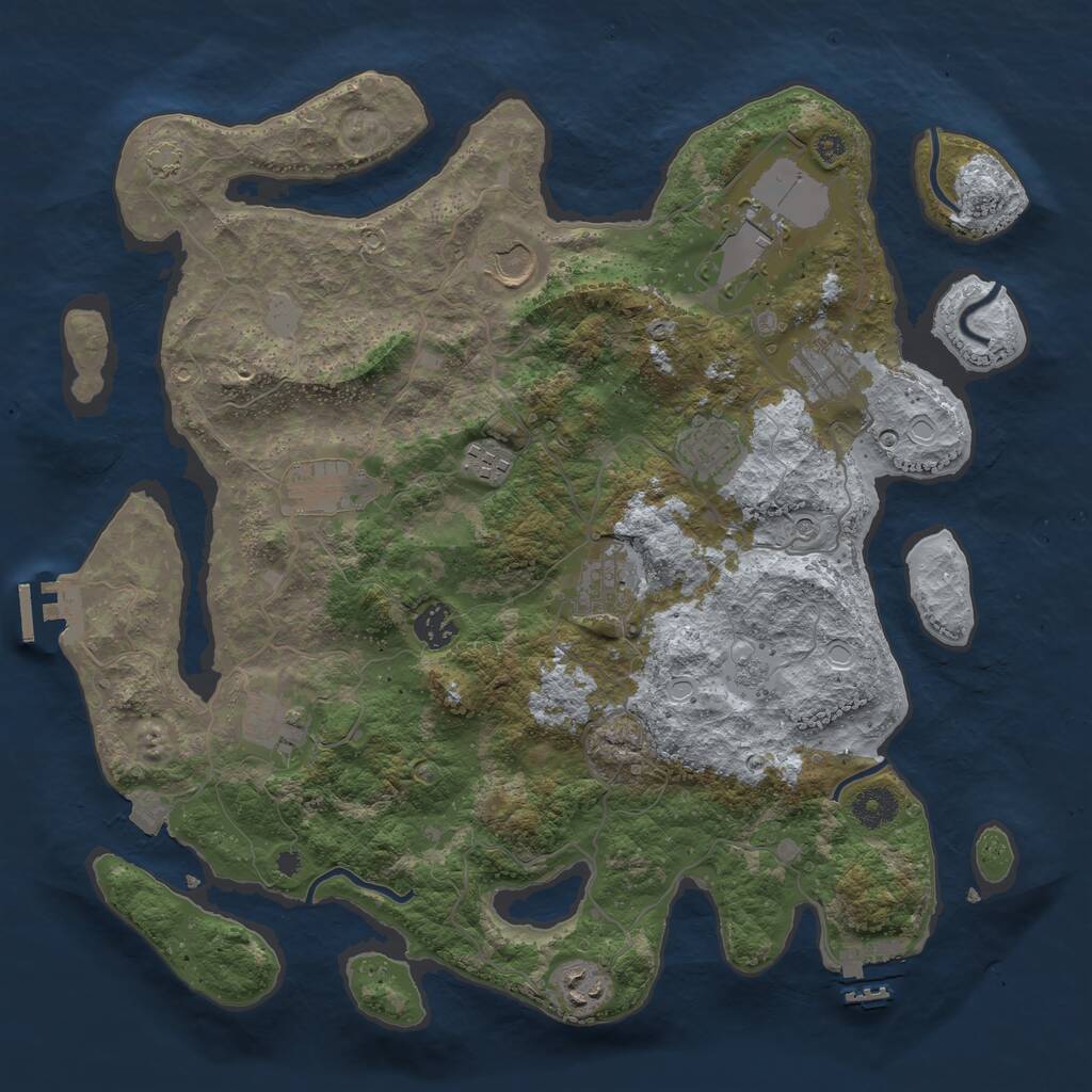 Rust Map: Procedural Map, Size: 3800, Seed: 654643, 16 Monuments