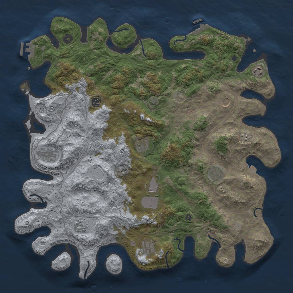 Rust Map: Procedural Map, Size: 4500, Seed: 550568838, 16 Monuments