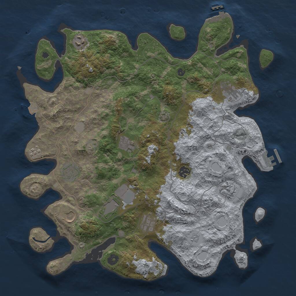 Rust Map: Procedural Map, Size: 4000, Seed: 1825288376, 16 Monuments