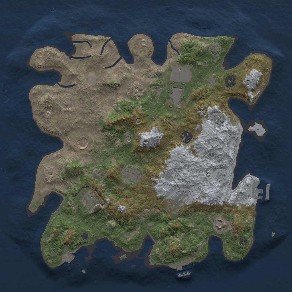 Rust Map: Procedural Map, Size: 3650, Seed: 1491418451, 15 Monuments