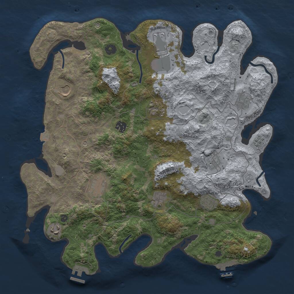 Rust Map: Procedural Map, Size: 4000, Seed: 874818463, 17 Monuments