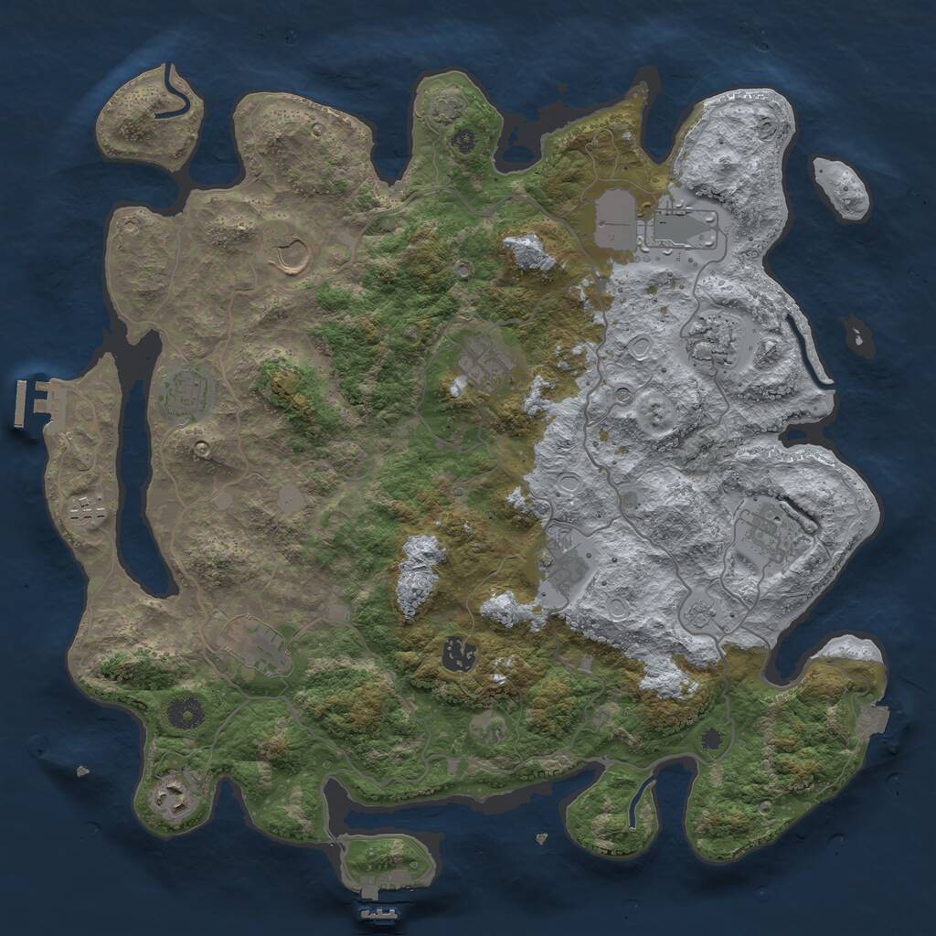 Rust Map: Procedural Map, Size: 4000, Seed: 840044719, 17 Monuments