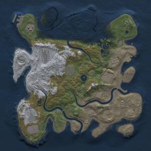 Thumbnail Rust Map: Procedural Map, Size: 3500, Seed: 2085876675, 14 Monuments