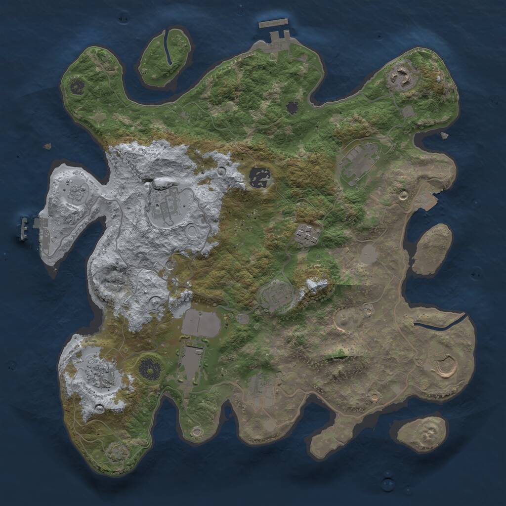 Rust Map: Procedural Map, Size: 3500, Seed: 2085876675, 16 Monuments