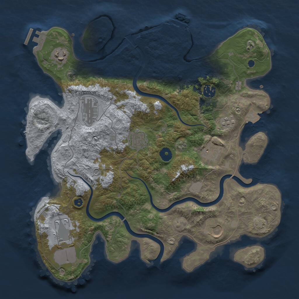 Rust Map: Procedural Map, Size: 3500, Seed: 2085876675, 14 Monuments