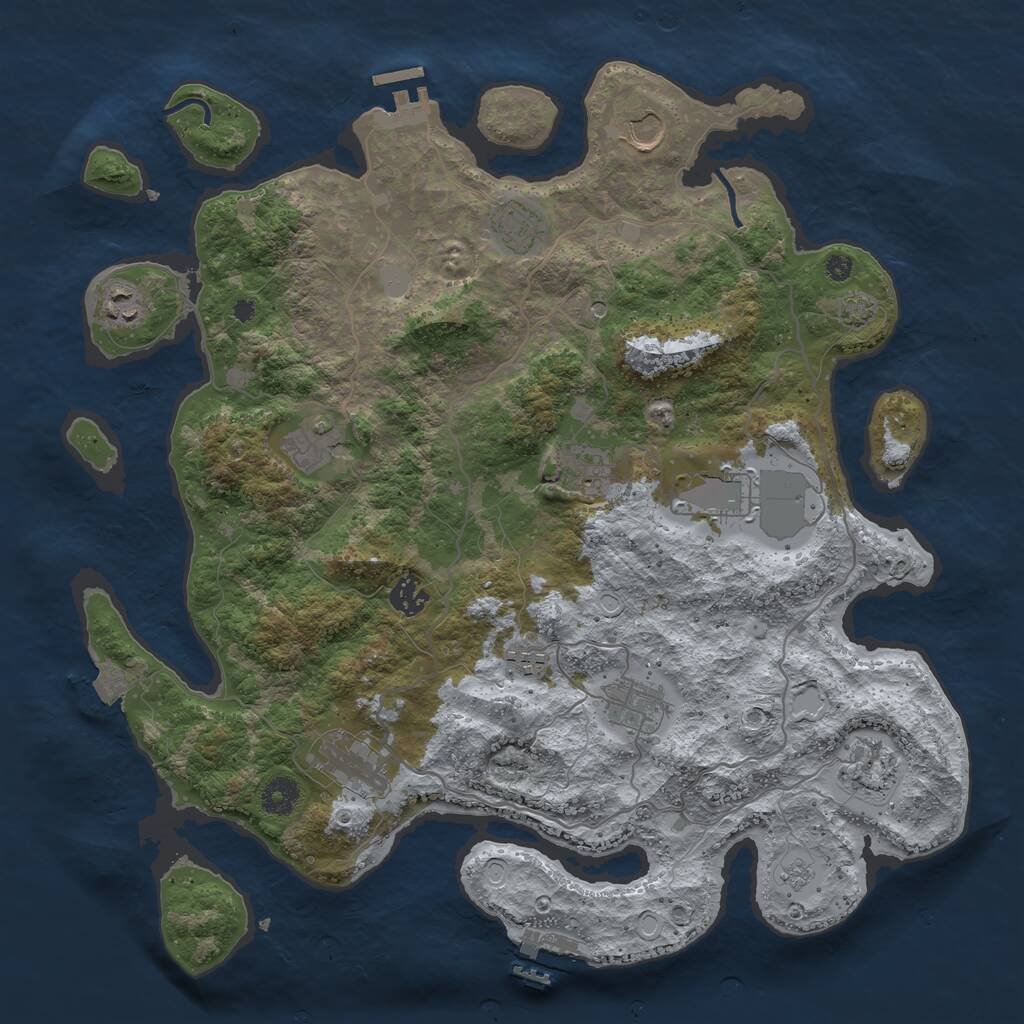 Rust Map: Procedural Map, Size: 4000, Seed: 1825288379, 17 Monuments
