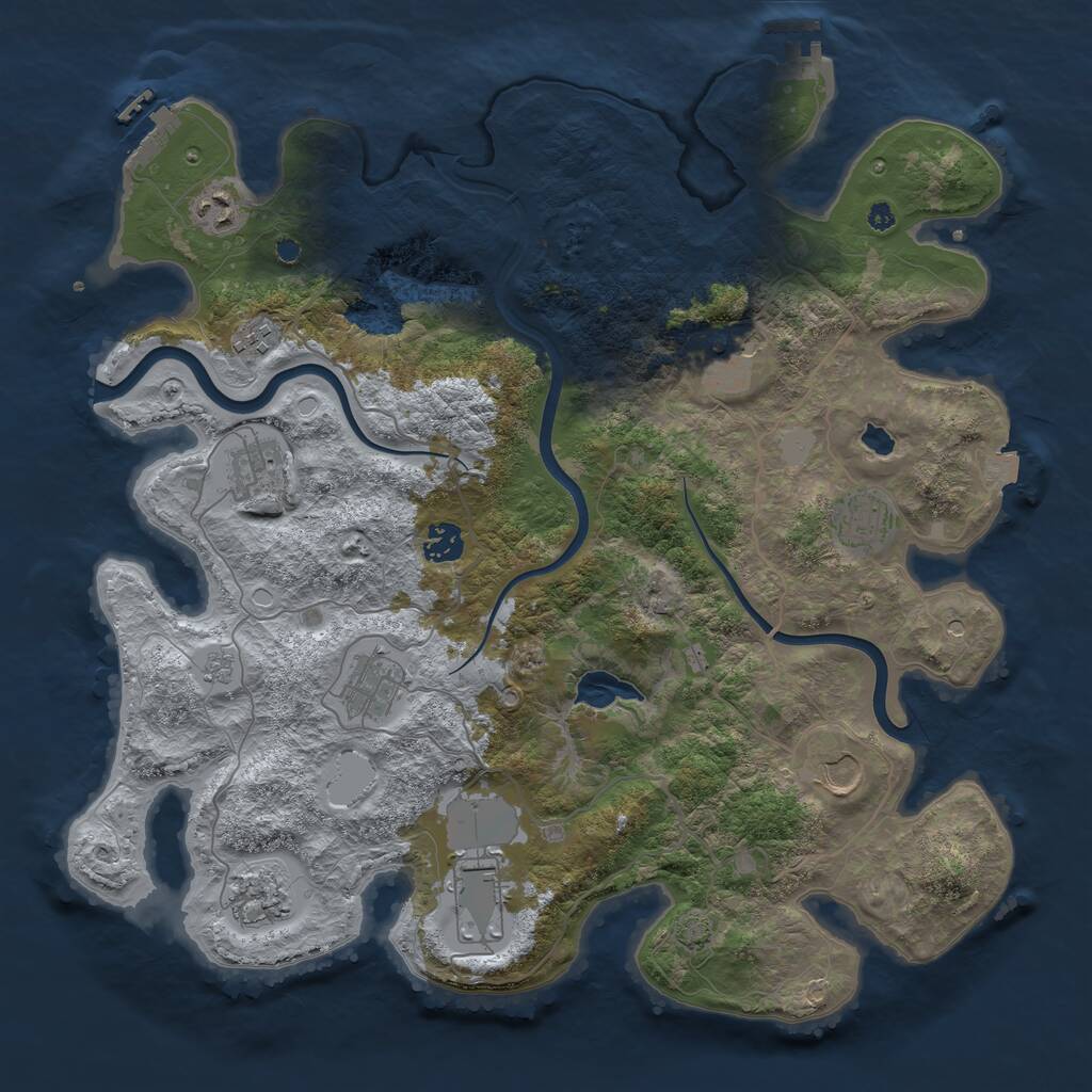 Rust Map: Procedural Map, Size: 4000, Seed: 951585495, 16 Monuments