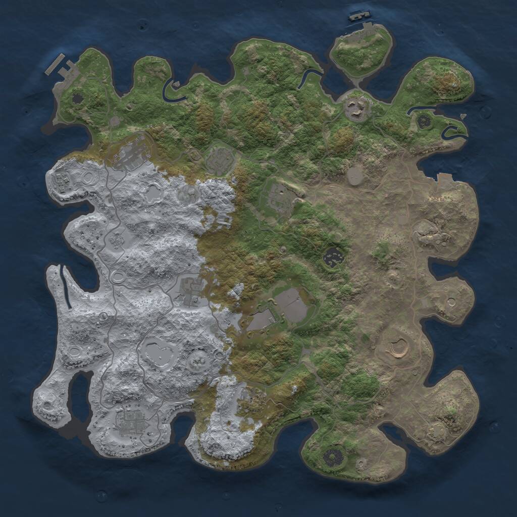 Rust Map: Procedural Map, Size: 4000, Seed: 951585495, 17 Monuments