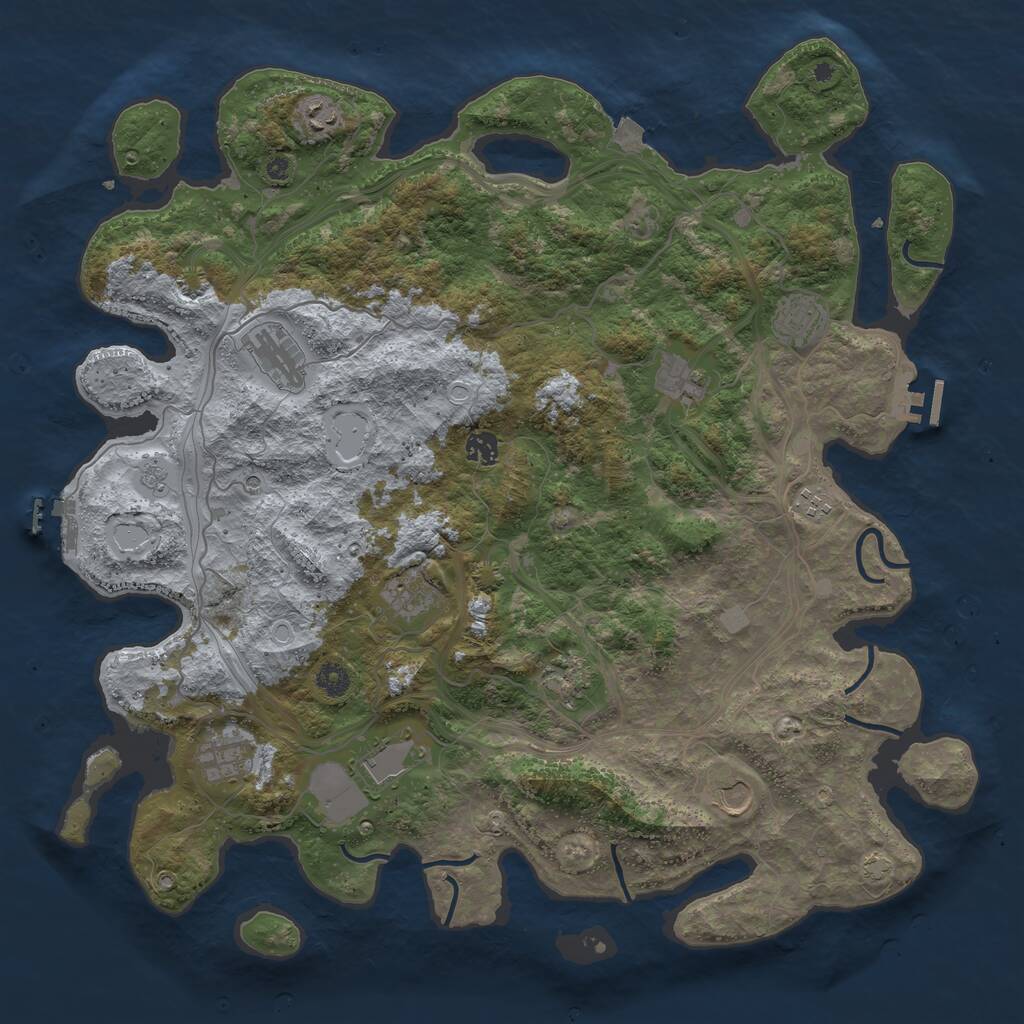 Rust Map: Procedural Map, Size: 4500, Seed: 23451251, 17 Monuments