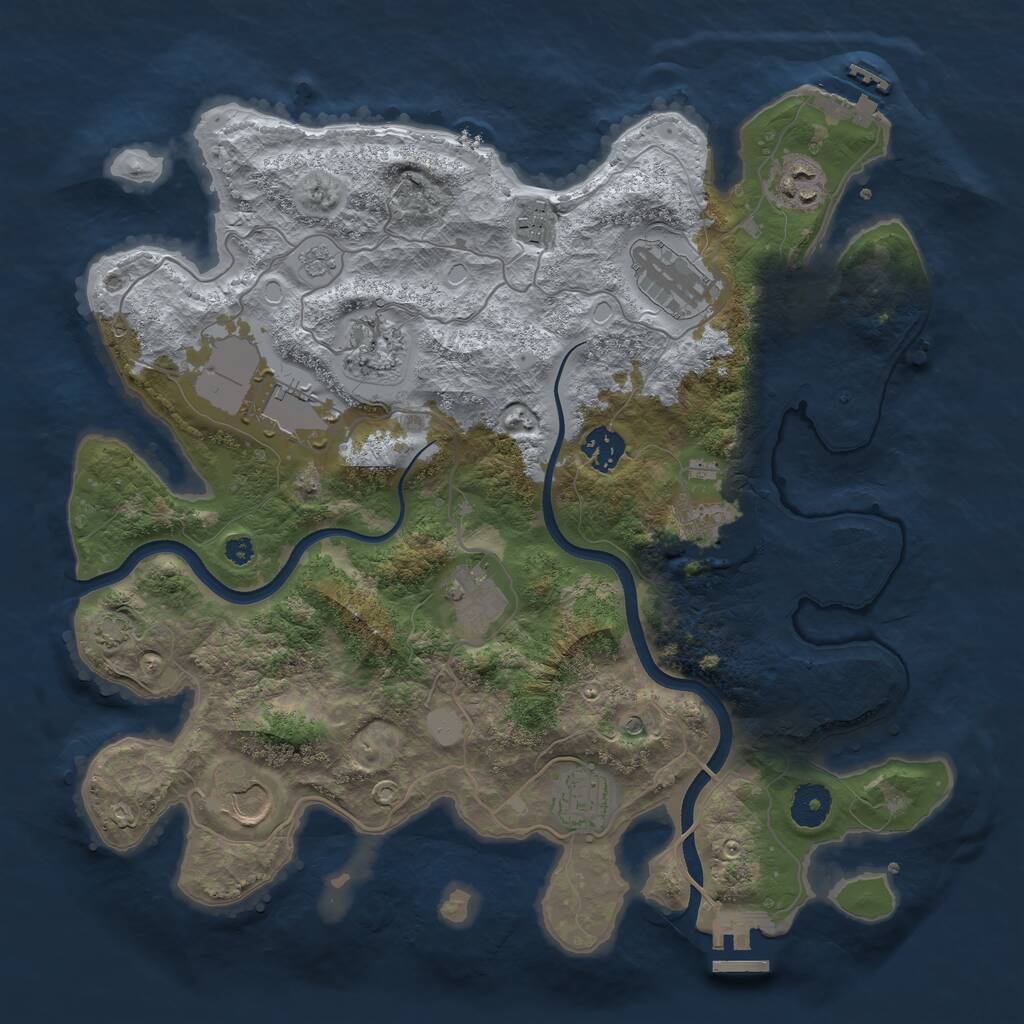 Rust Map: Procedural Map, Size: 3650, Seed: 242469608, 16 Monuments