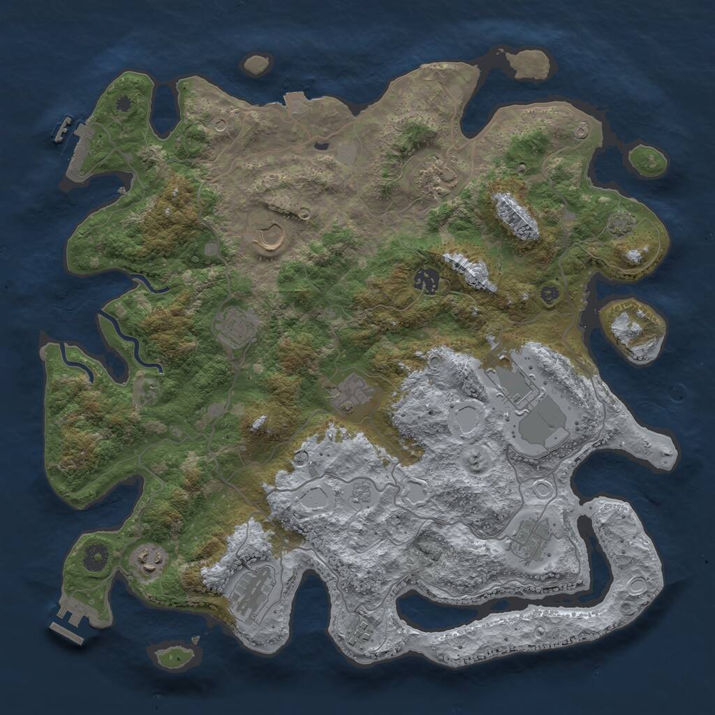 Rust Map: Procedural Map, Size: 4000, Seed: 801307059, 16 Monuments