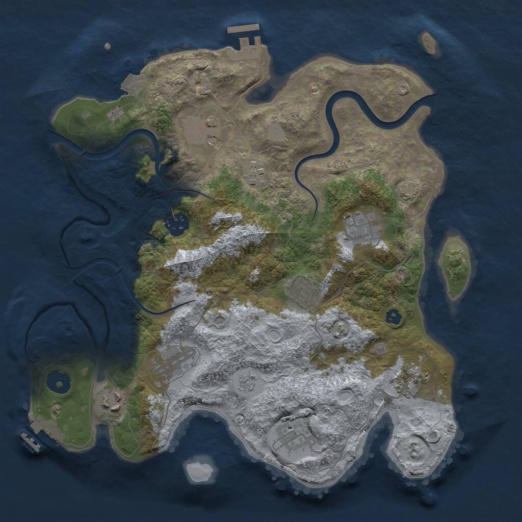 Rust Map: Procedural Map, Size: 3300, Seed: 296009739, 15 Monuments