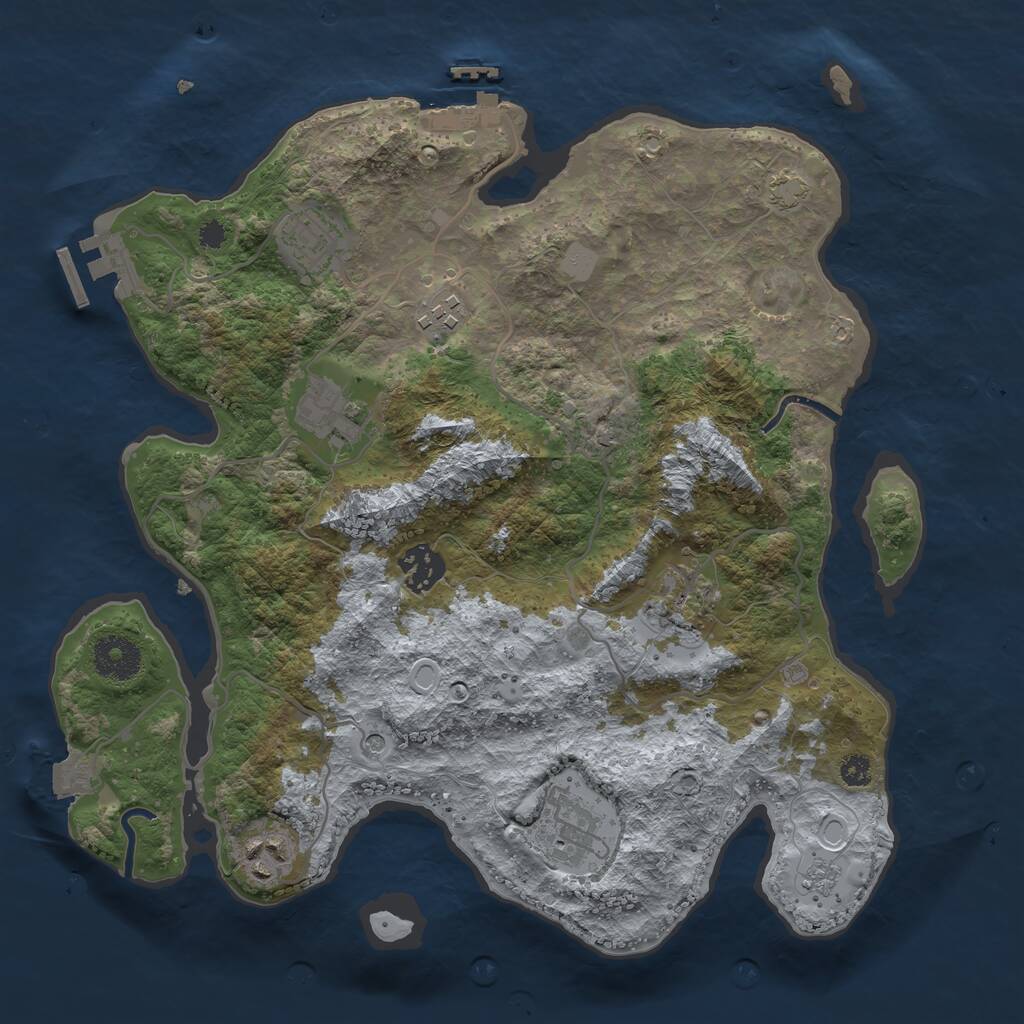 Rust Map: Procedural Map, Size: 3300, Seed: 296009739, 13 Monuments