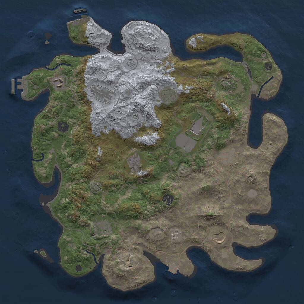 Rust Map: Procedural Map, Size: 4000, Seed: 2075530954, 17 Monuments