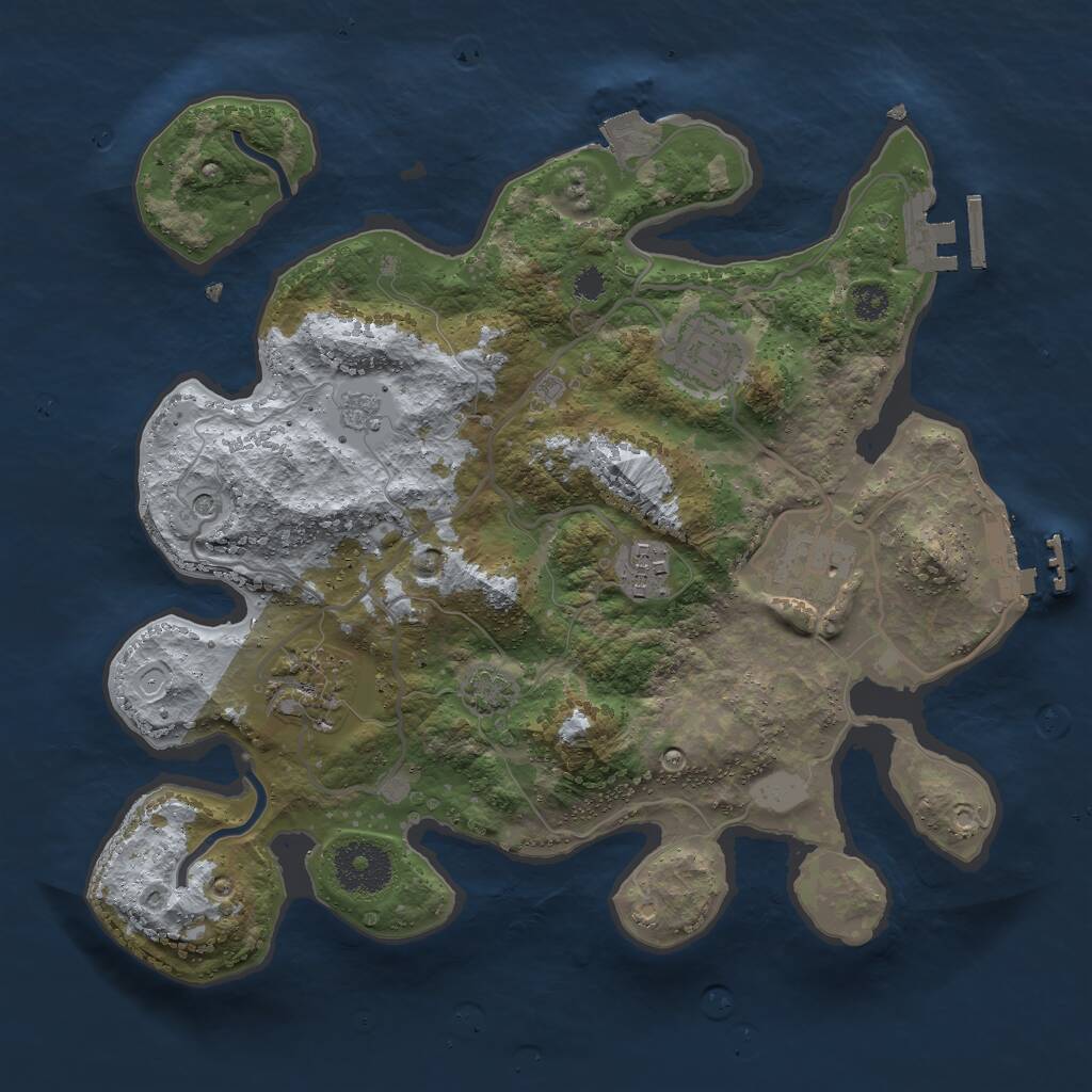 Rust Map: Procedural Map, Size: 3000, Seed: 651346548, 10 Monuments