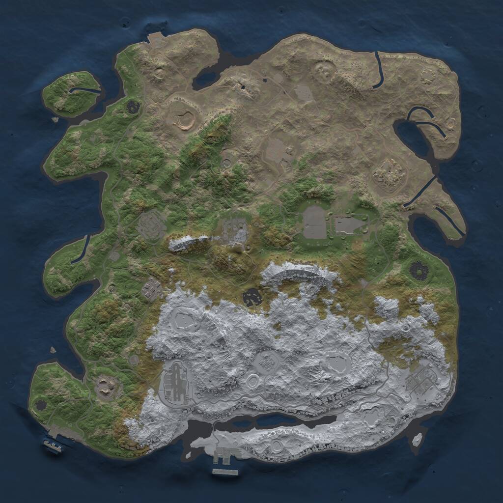 Rust Map: Procedural Map, Size: 4000, Seed: 2138989250, 19 Monuments