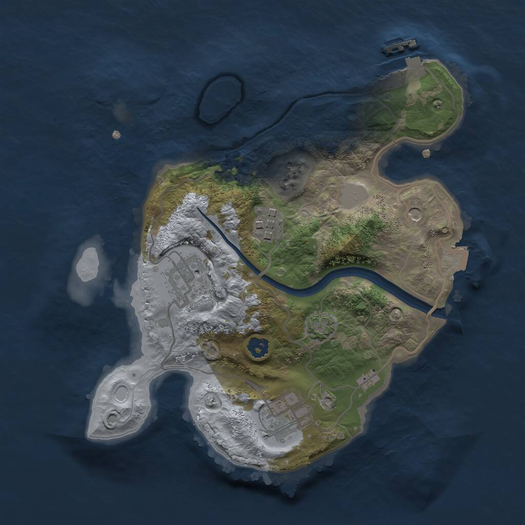 Rust Map: Procedural Map, Size: 2500, Seed: 615618, 9 Monuments