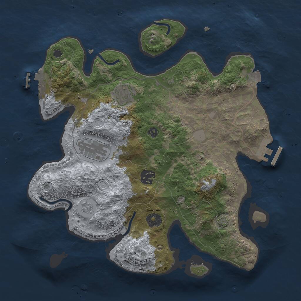 Rust Map: Procedural Map, Size: 3000, Seed: 752121075, 8 Monuments