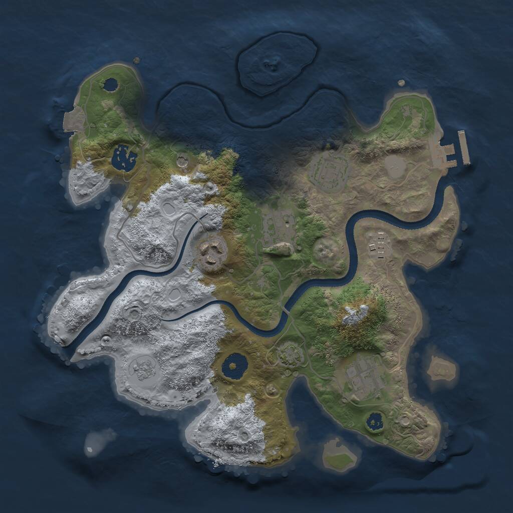Rust Map: Procedural Map, Size: 3000, Seed: 752121075, 13 Monuments