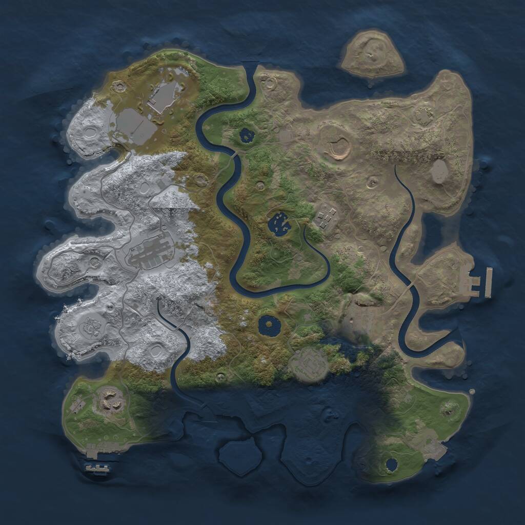 Rust Map: Procedural Map, Size: 3500, Seed: 1399562302, 14 Monuments