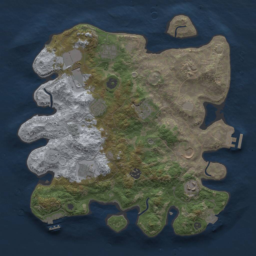 Rust Map: Procedural Map, Size: 3500, Seed: 1399562302, 16 Monuments