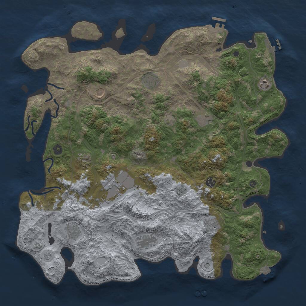 Rust Map: Procedural Map, Size: 4500, Seed: 900939615, 17 Monuments