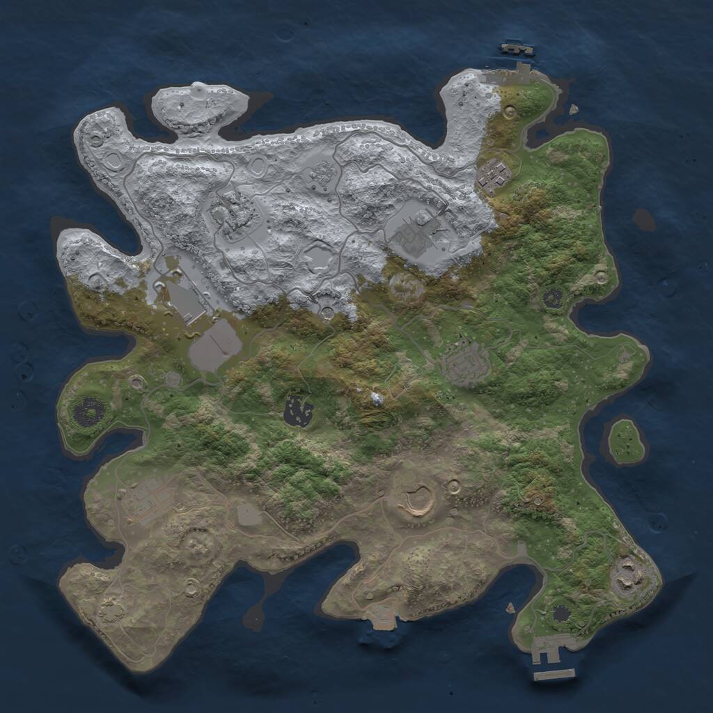 Rust Map: Procedural Map, Size: 3500, Seed: 1007827445, 15 Monuments