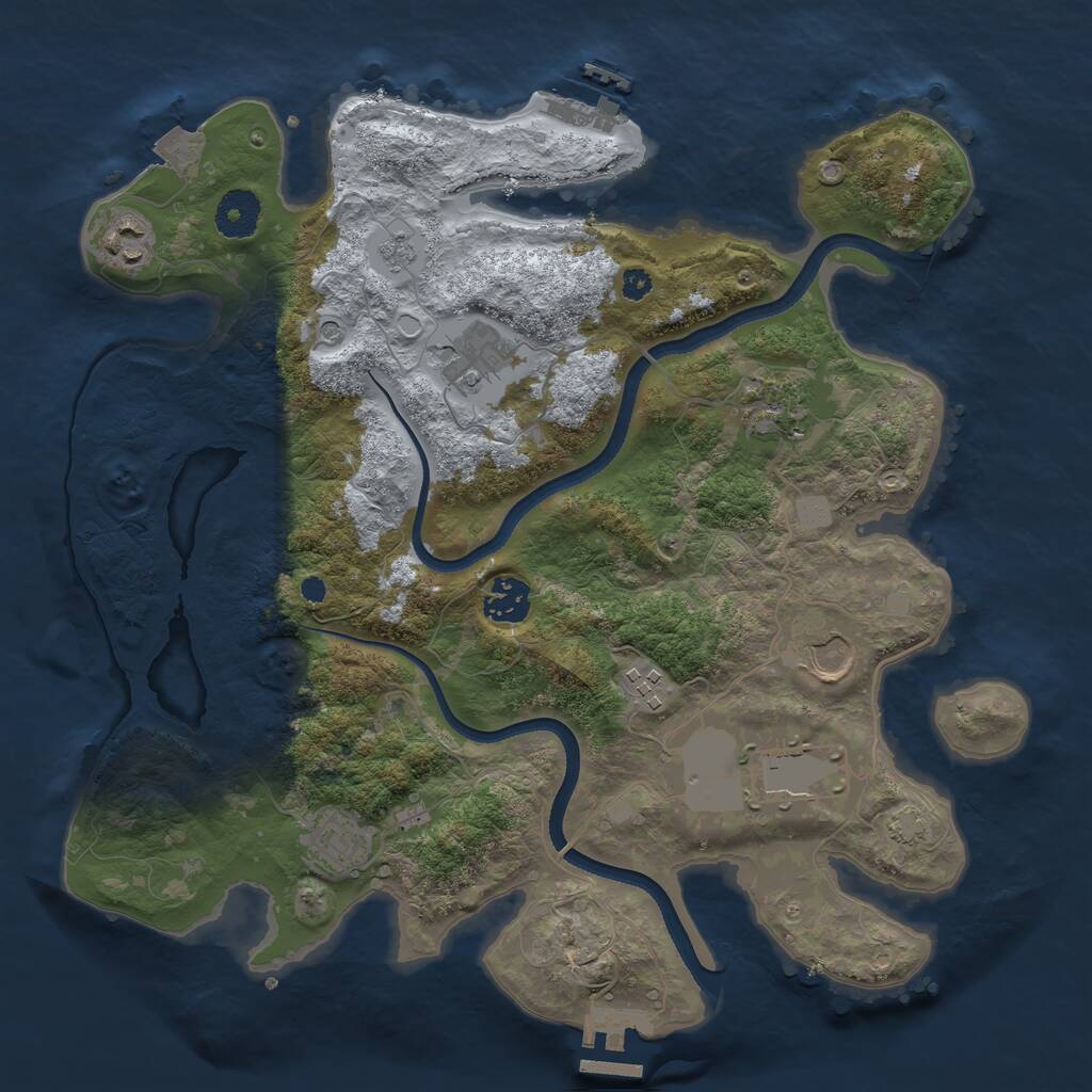 Rust Map: Procedural Map, Size: 3500, Seed: 15447833, 14 Monuments