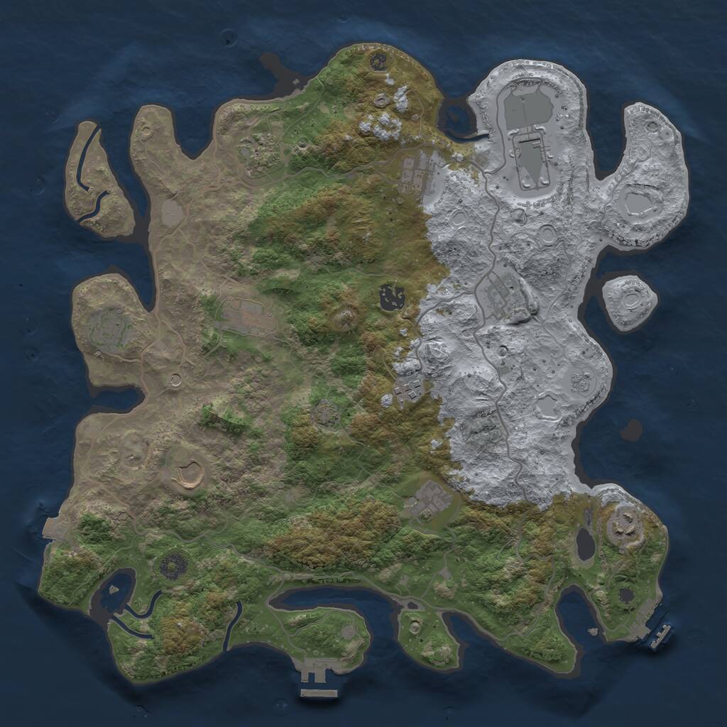 Rust Map: Procedural Map, Size: 4000, Seed: 1840374015, 17 Monuments