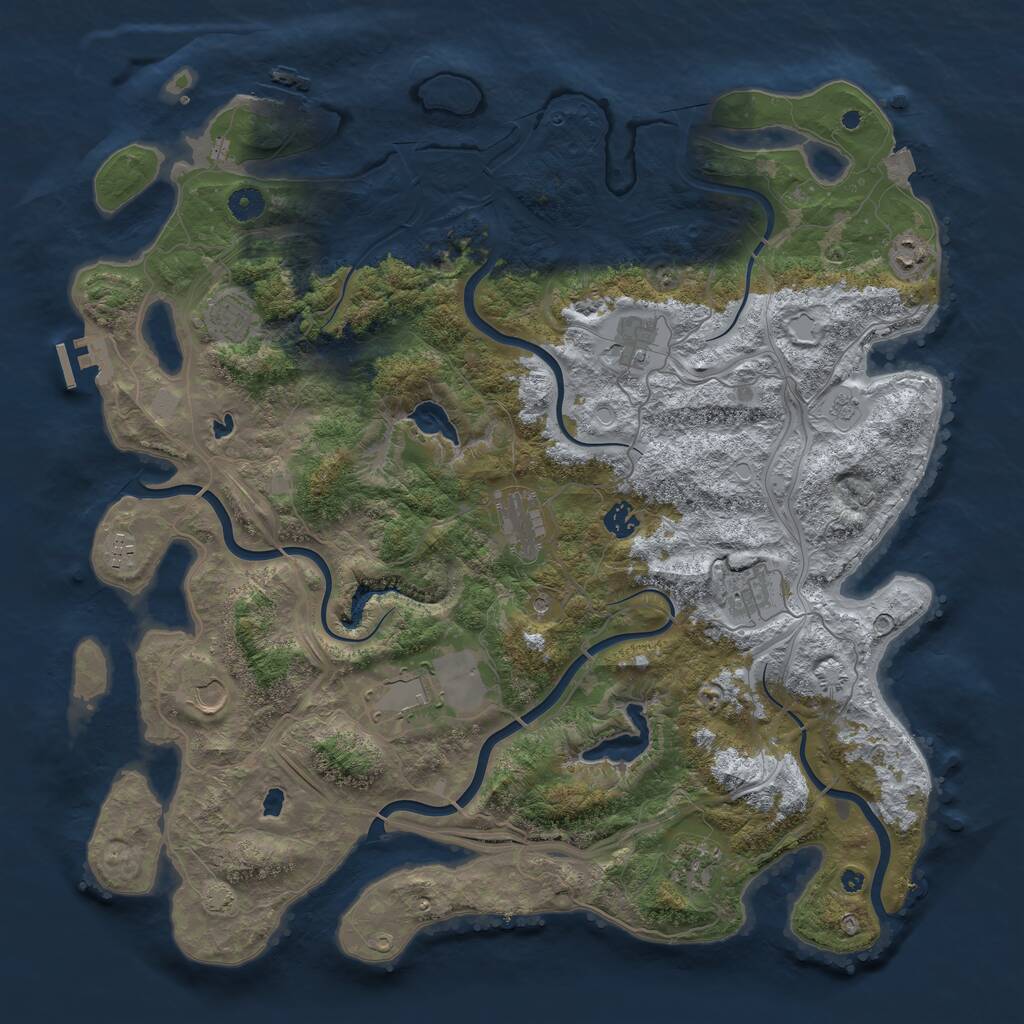 Rust Map: Procedural Map, Size: 4500, Seed: 986712, 16 Monuments