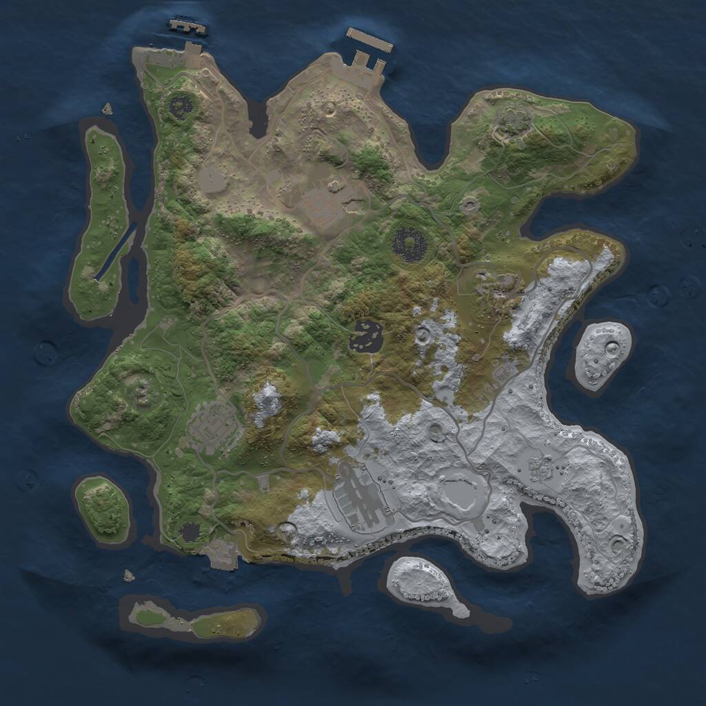 Rust Map: Procedural Map, Size: 3000, Seed: 18023176, 10 Monuments