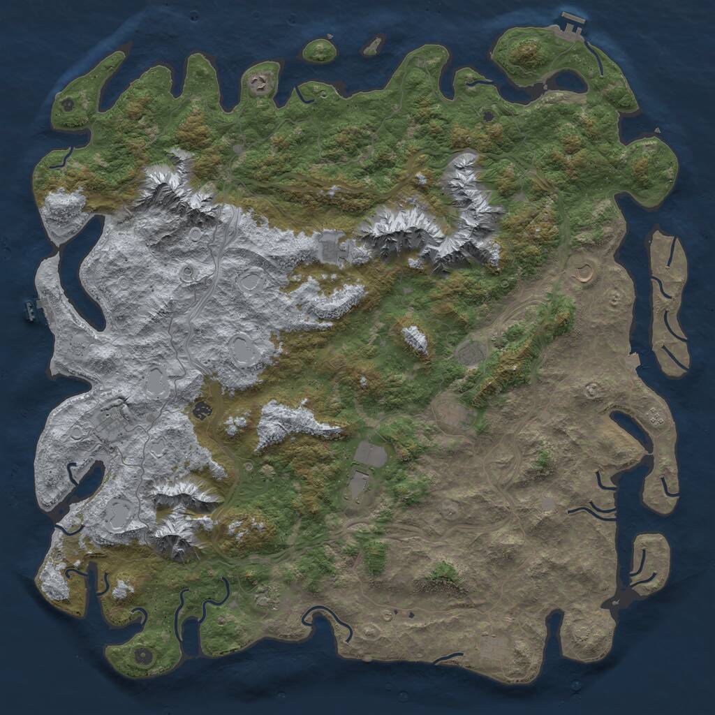 Rust Map: Procedural Map, Size: 6000, Seed: 565456947, 17 Monuments