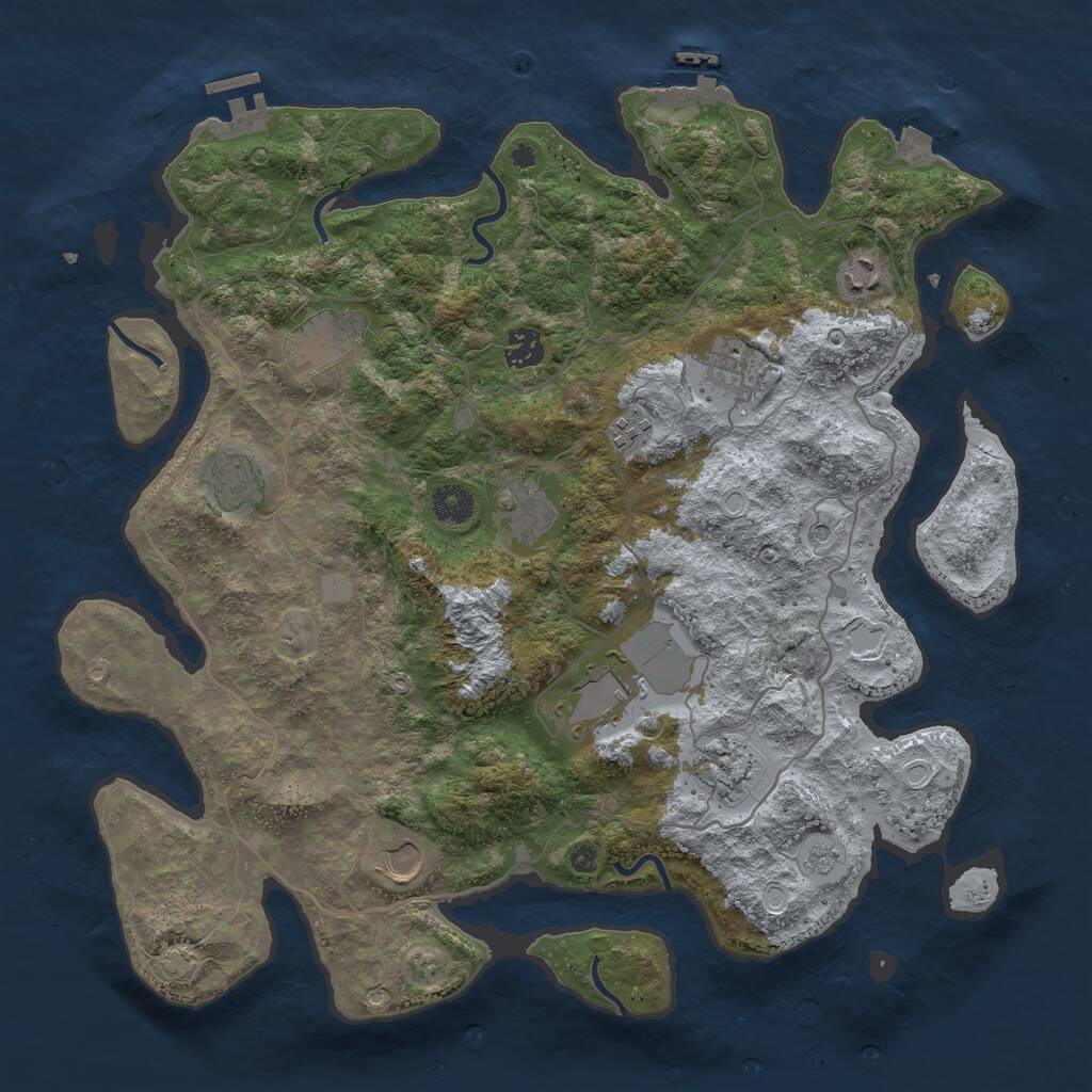 Rust Map: Procedural Map, Size: 4000, Seed: 665229114, 16 Monuments