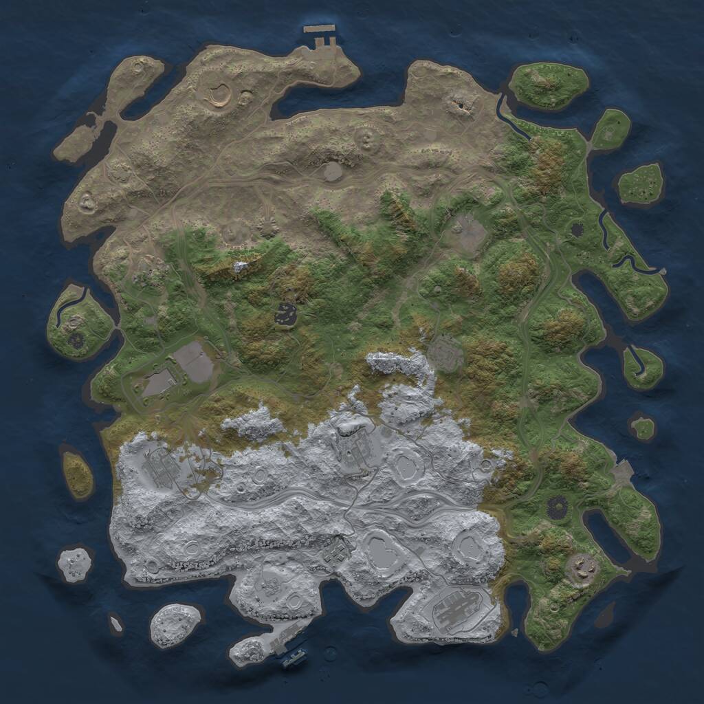 Rust Map: Procedural Map, Size: 4500, Seed: 283304915, 17 Monuments
