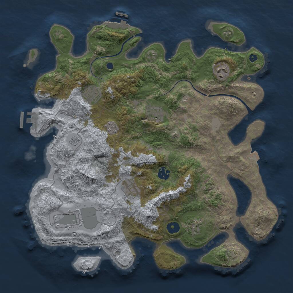 Rust Map: Procedural Map, Size: 3600, Seed: 8970, 14 Monuments