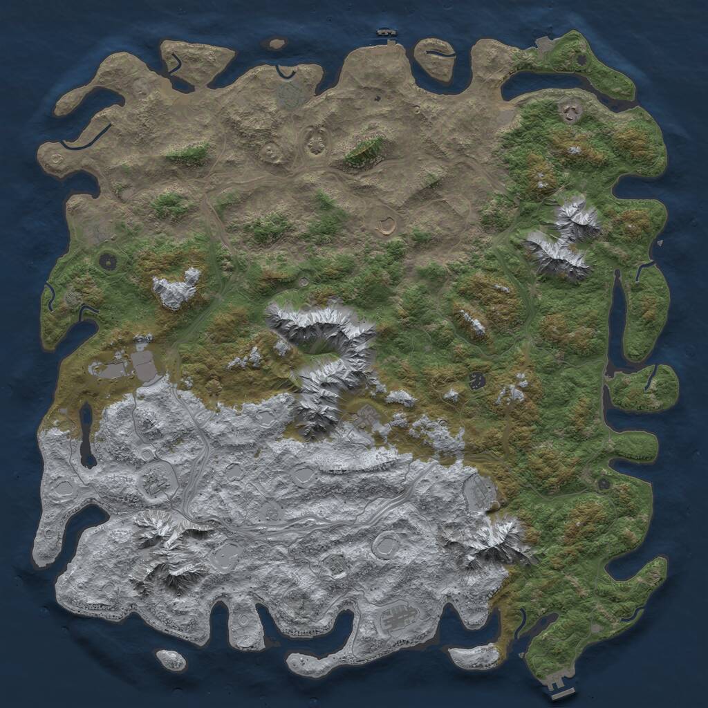 Rust Map: Procedural Map, Size: 6000, Seed: 732588460, 17 Monuments