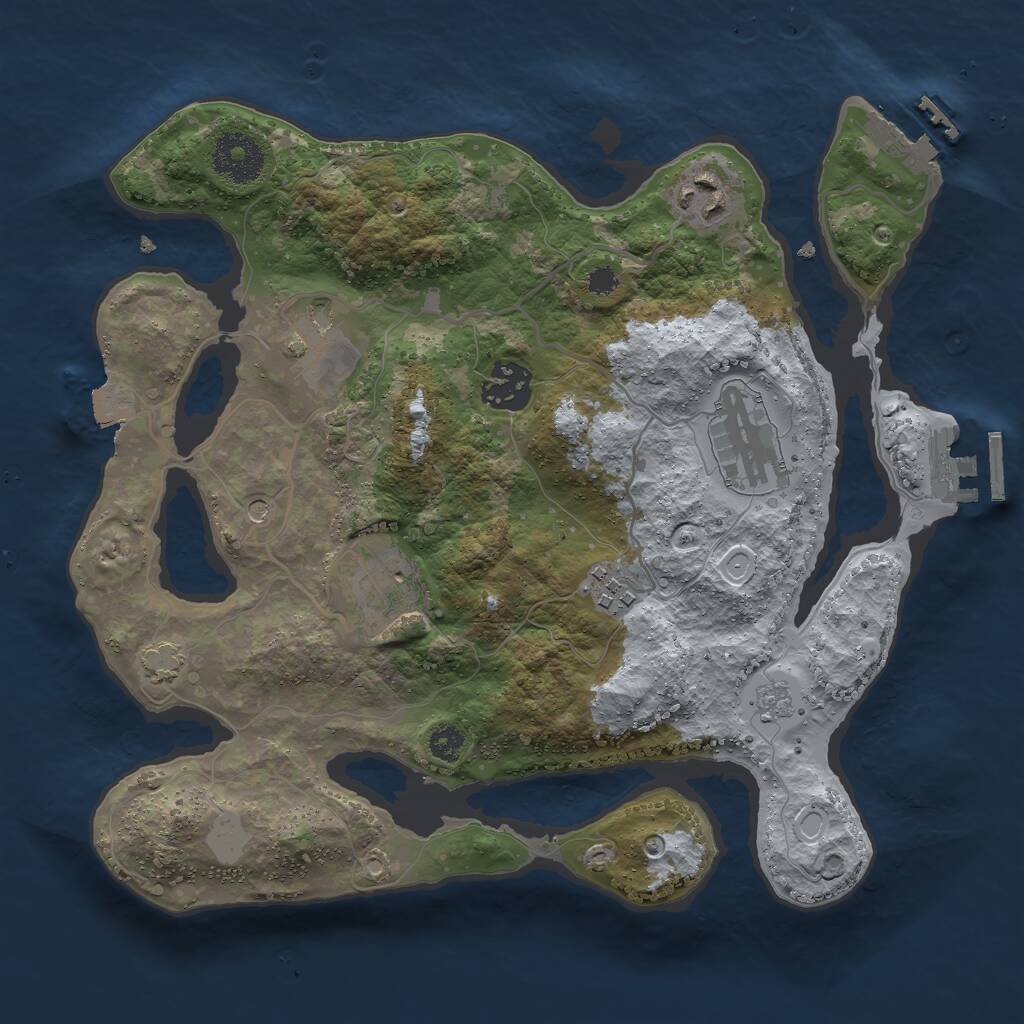 Rust Map: Procedural Map, Size: 3000, Seed: 1683942970, 12 Monuments