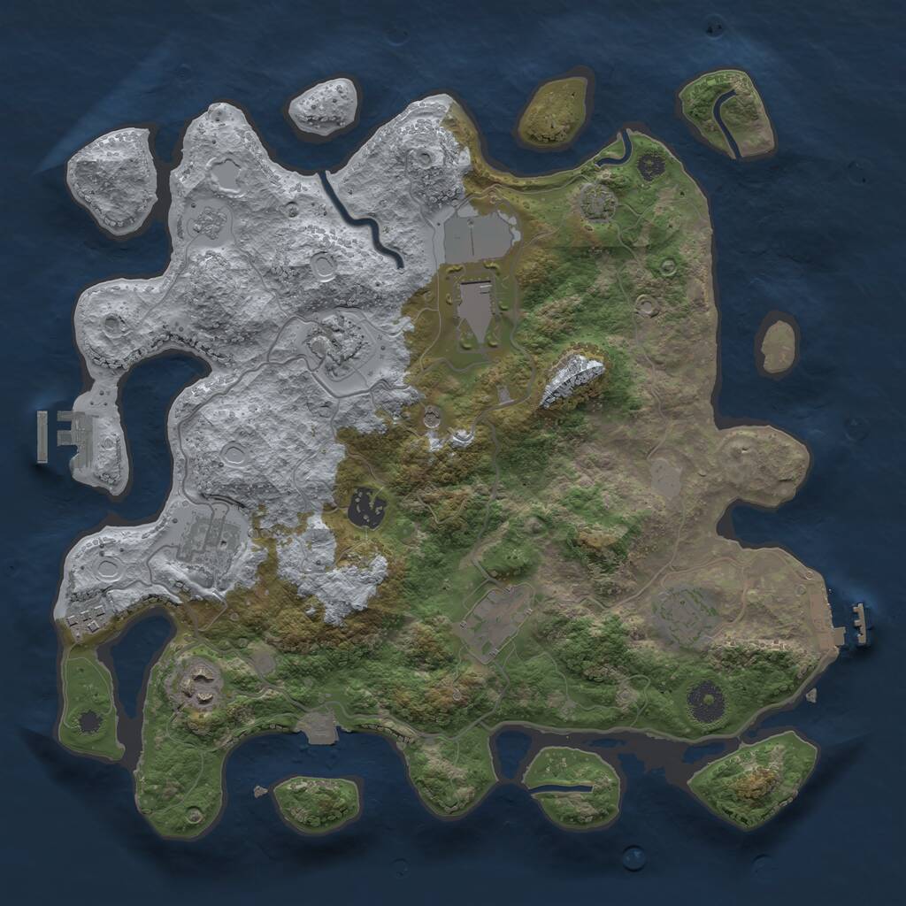 Rust Map: Procedural Map, Size: 3500, Seed: 2120373057, 14 Monuments