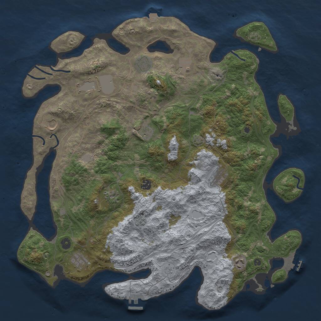 Rust Map: Procedural Map, Size: 4500, Seed: 1151268539, 17 Monuments