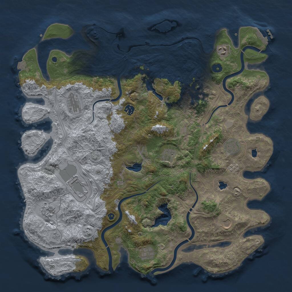Rust Map: Procedural Map, Size: 4500, Seed: 81222450, 16 Monuments