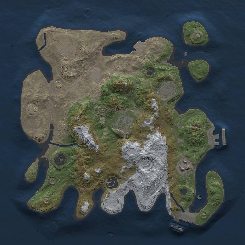 Rust Map: Procedural Map, Size: 3000, Seed: 11768, 10 Monuments