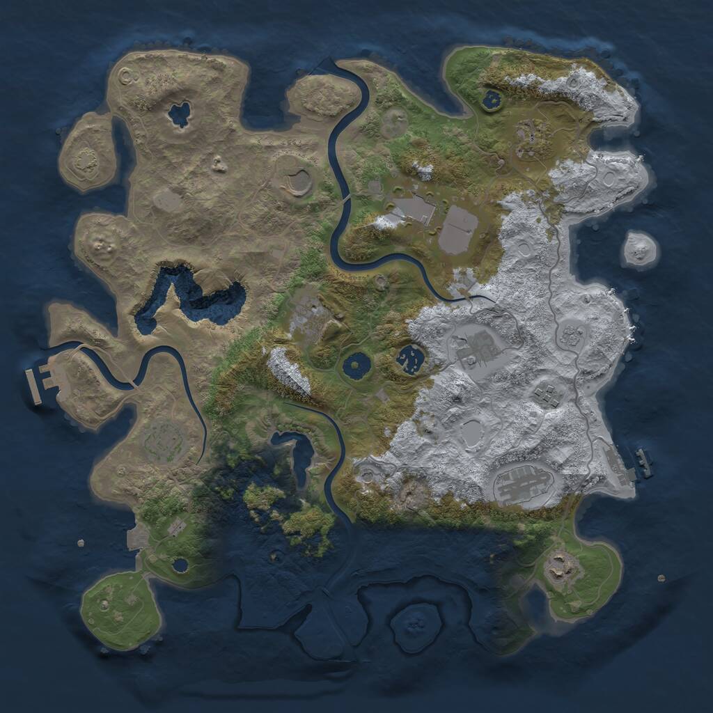 Rust Map: Procedural Map, Size: 4000, Seed: 1097144078, 18 Monuments
