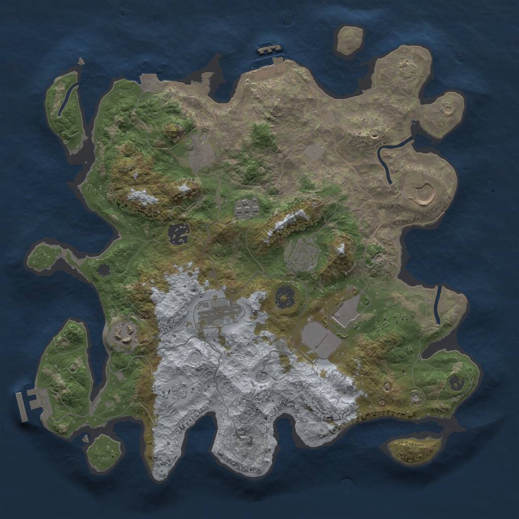 Rust Map: Procedural Map, Size: 3500, Seed: 2113872403, 14 Monuments