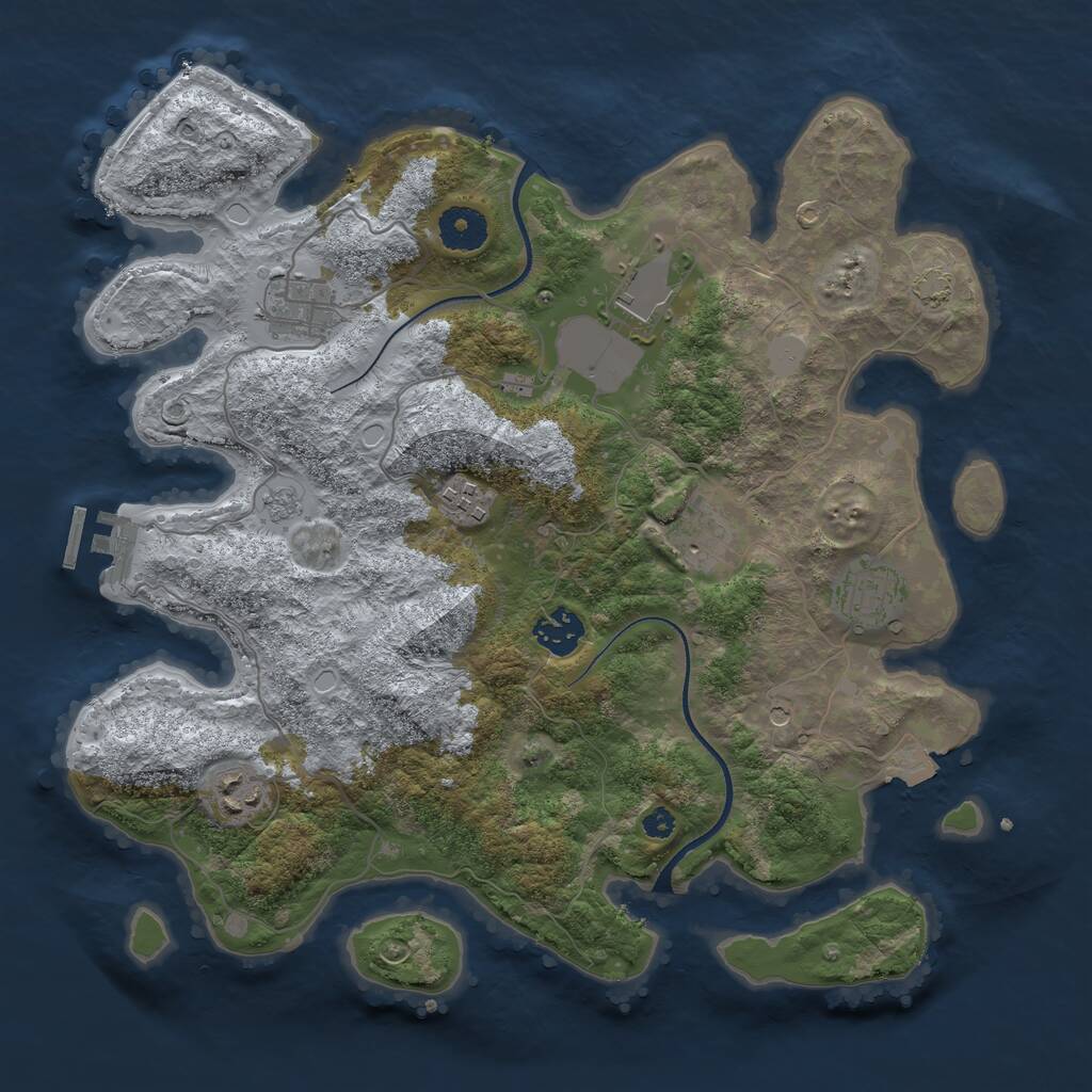 Rust Map: Procedural Map, Size: 3500, Seed: 829473672, 14 Monuments