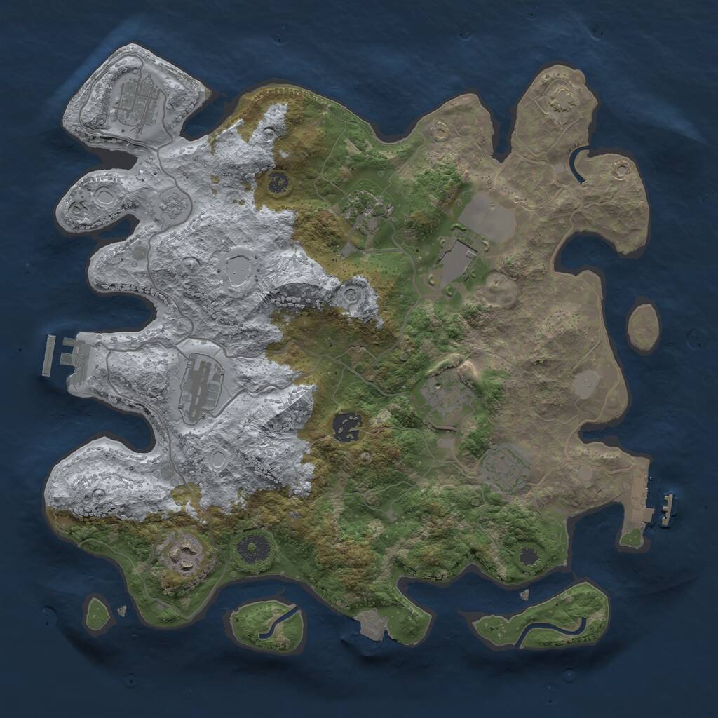 Rust Map: Procedural Map, Size: 3500, Seed: 829473672, 14 Monuments