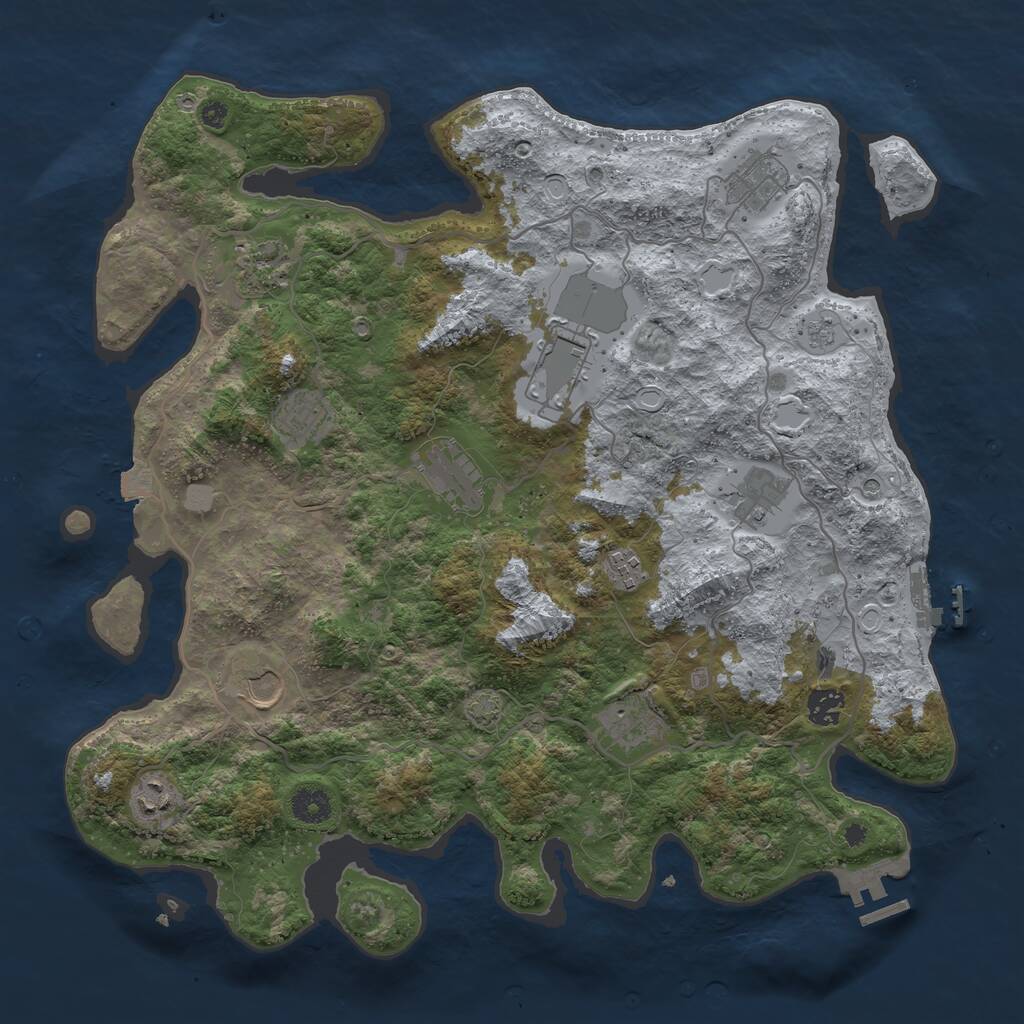 Rust Map: Procedural Map, Size: 4000, Seed: 1304807758, 17 Monuments