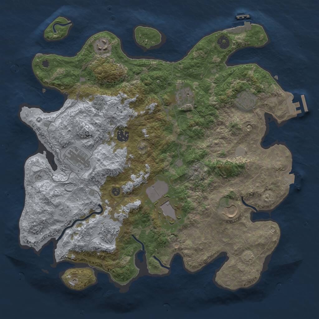 Rust Map: Procedural Map, Size: 3750, Seed: 1305289881, 15 Monuments