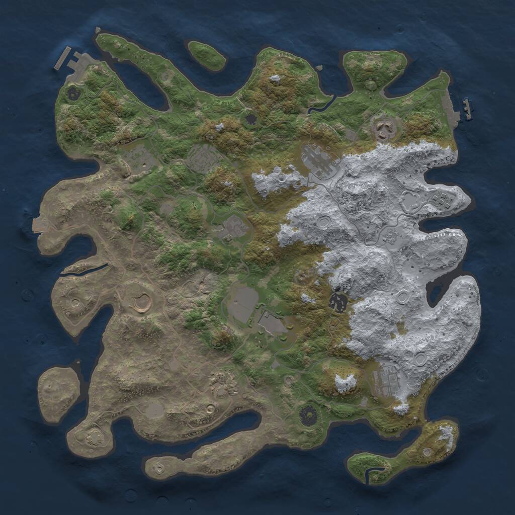 Rust Map: Procedural Map, Size: 4000, Seed: 61695133, 17 Monuments